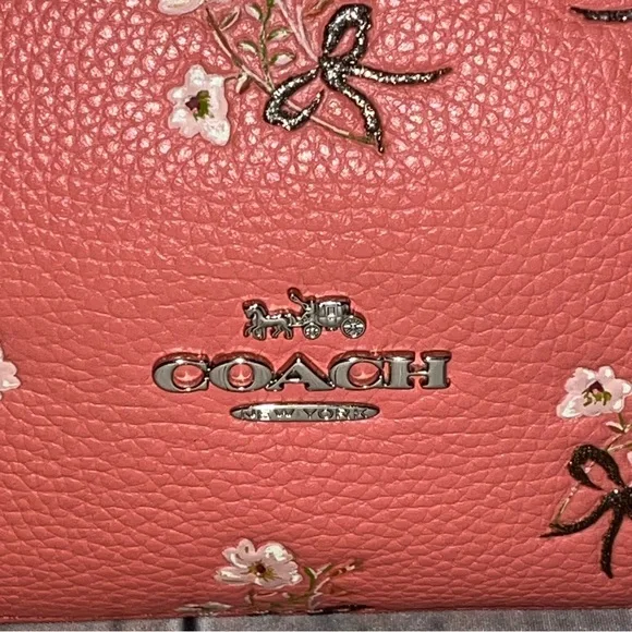 Rare! Coach Sutton Pink Leather Floral Crossbody Bag (Style #55373) - Picture 14 of 17